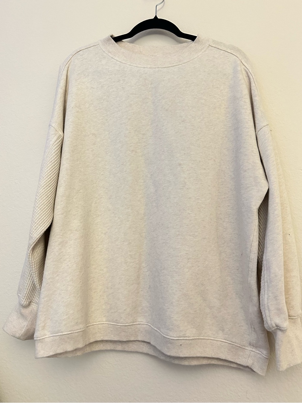 aerie Ivory Waffle-Knit Crewneck Sweatshirt